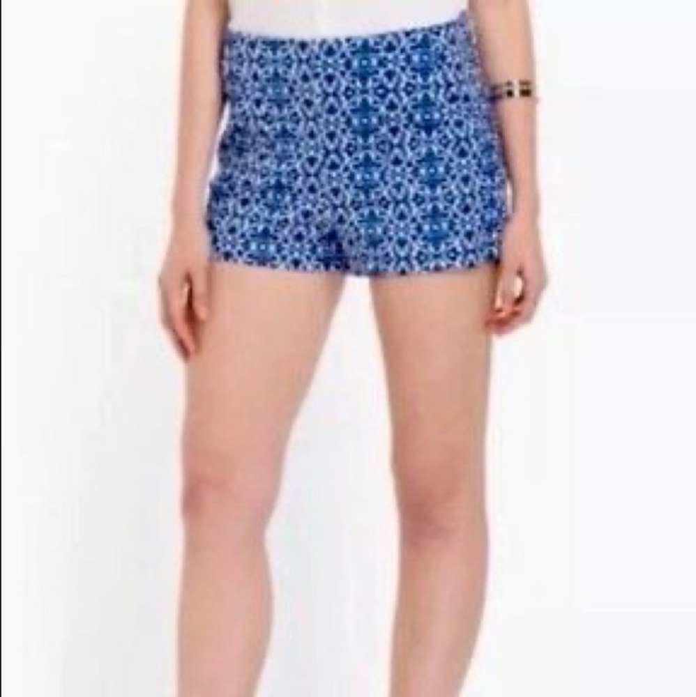 blue and white summer patterned shorts